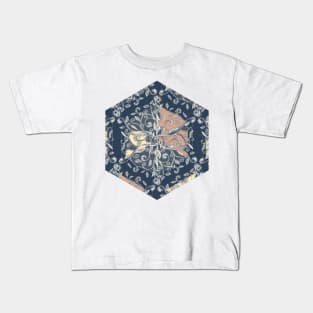 Organic Hexagon Pattern in Soft Navy & Cream Kids T-Shirt